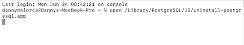 Uninstall PostgreSQL in Mac Terminal via a command