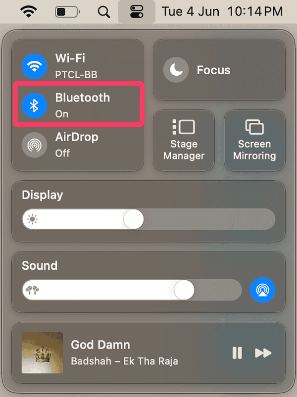 bluetooth icon on macbook
