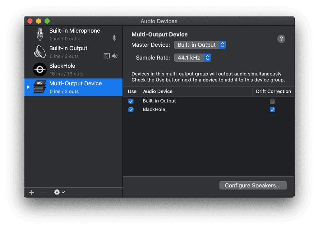 BlackHole screen recorder with internal audio for Mac