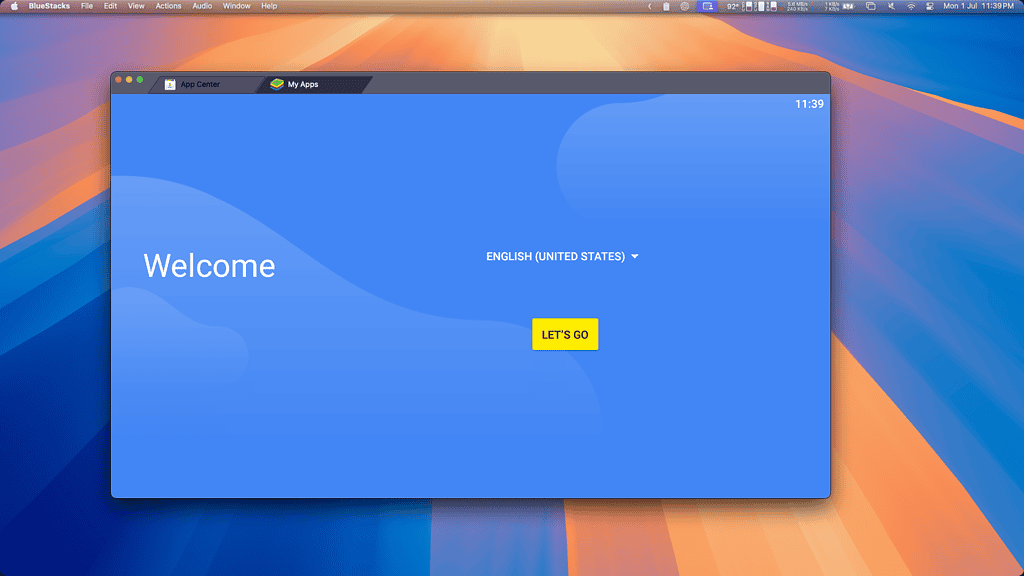 BlueStacks Android Mac emulator installation initial setup