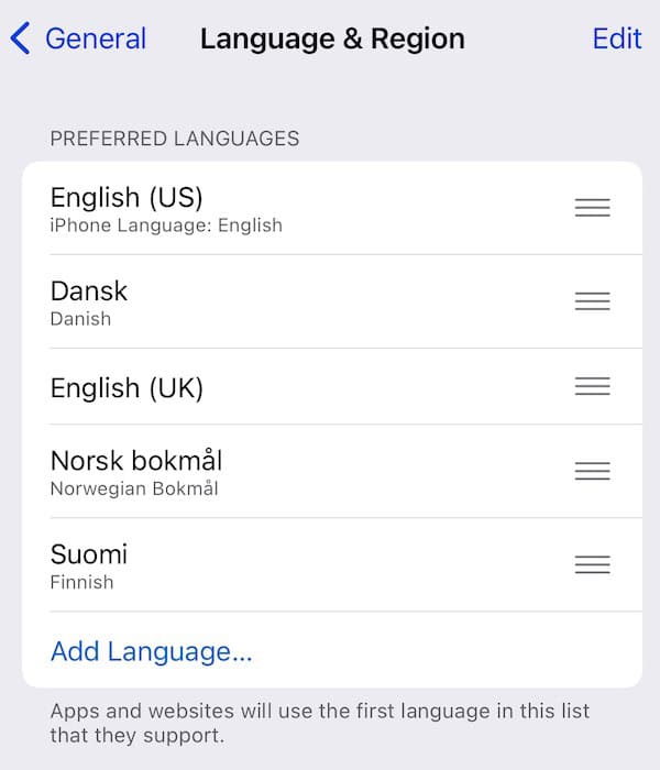 Change your iPhone language in Settings