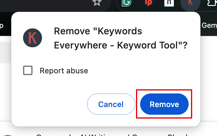 Click on Remove