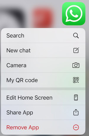 Delete WhatsApp via dropdown menu