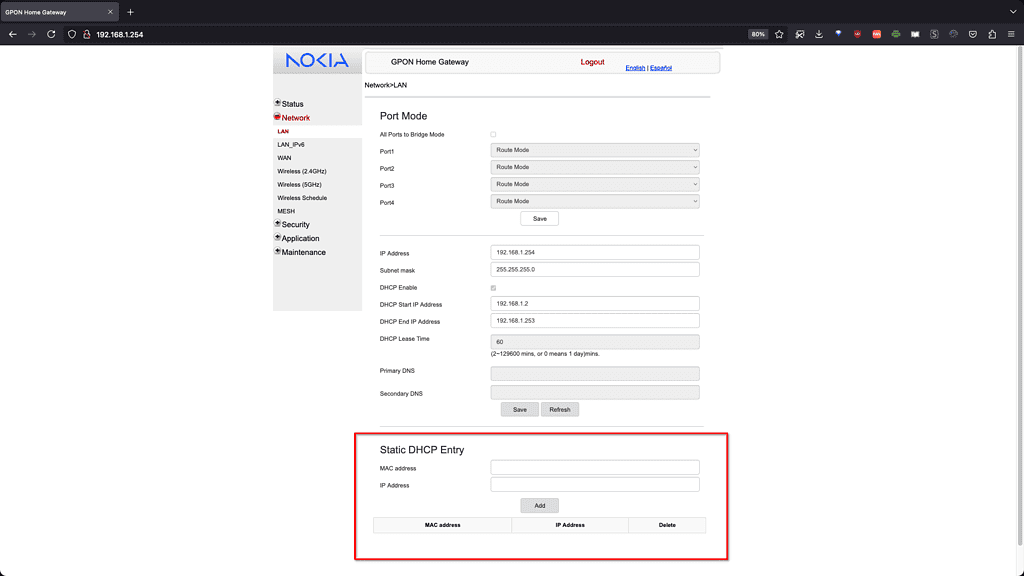 Generic router settings page showing the IP to MAC mapping table