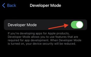 how to activate developer mode on iphone