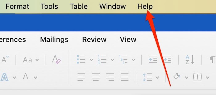 The Help Tab in Microsoft Word on Mac