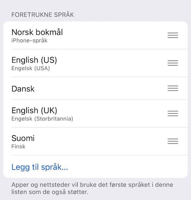 A new language on an iPhone