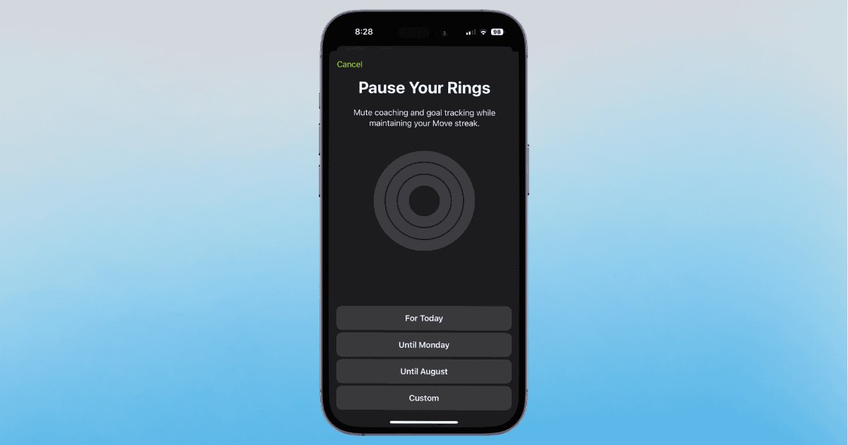 How To Pause Activity Rings Without Losing Streak on watchOS 11