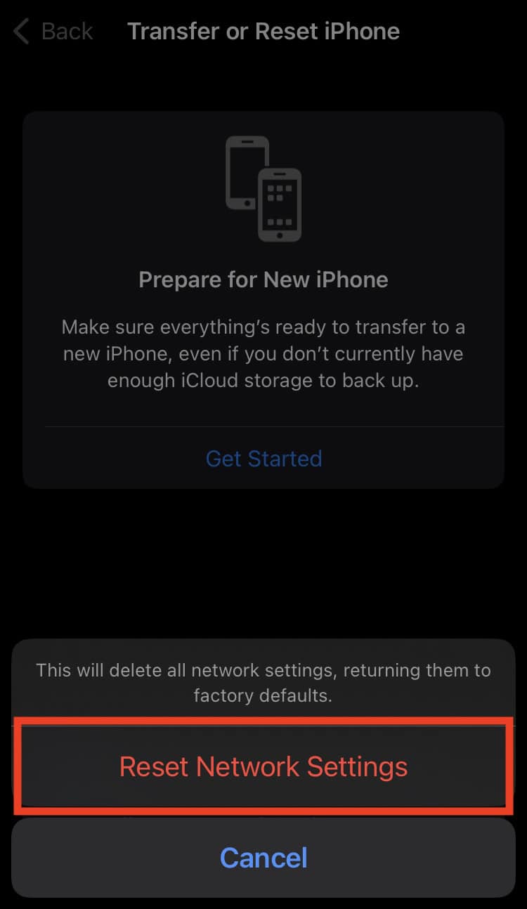 how to reset Network Settings on iPhone