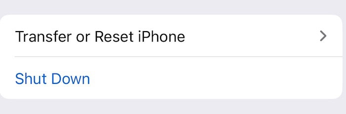 Transfer or Reset iPhone in the Settings app