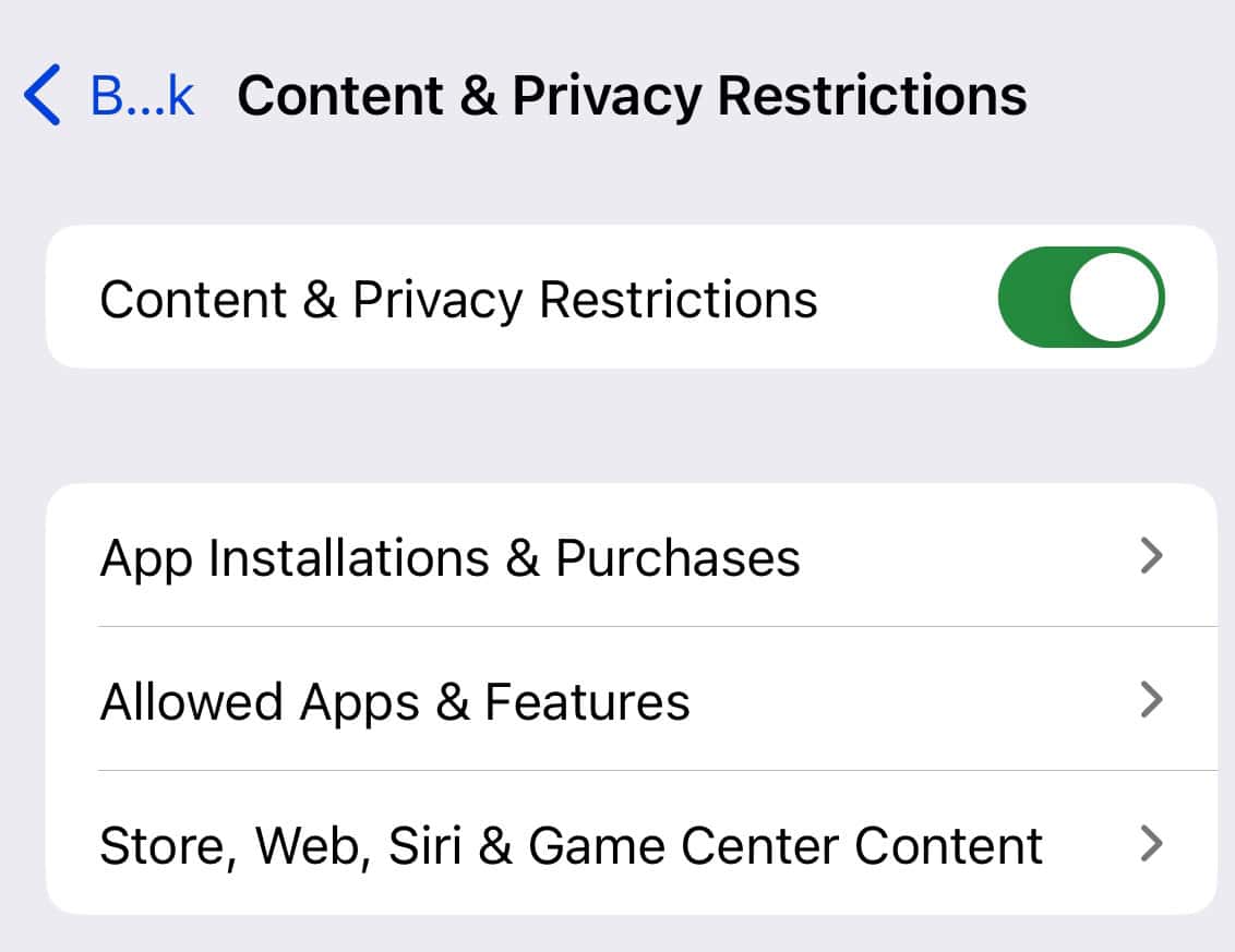 Turn off your iPhone's Content and Privacy Restrictions
