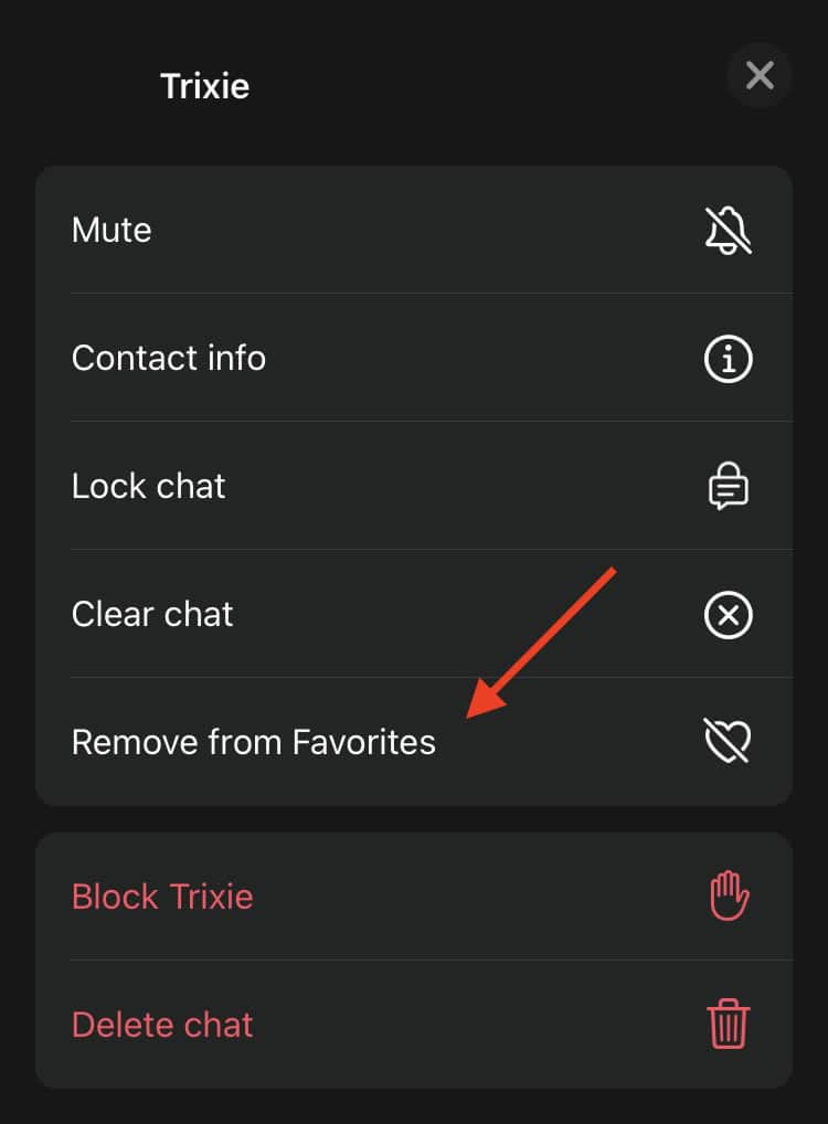 How to remove Favorites on WhatsApp