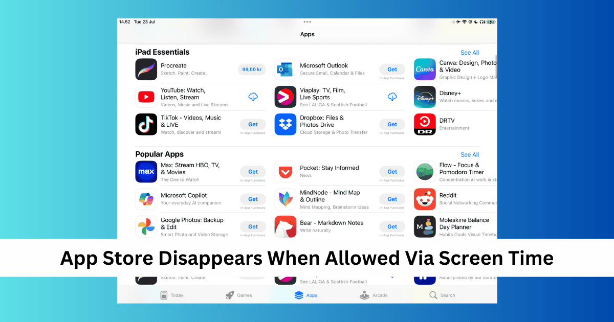 app store disappears when allowed via screen time featured image