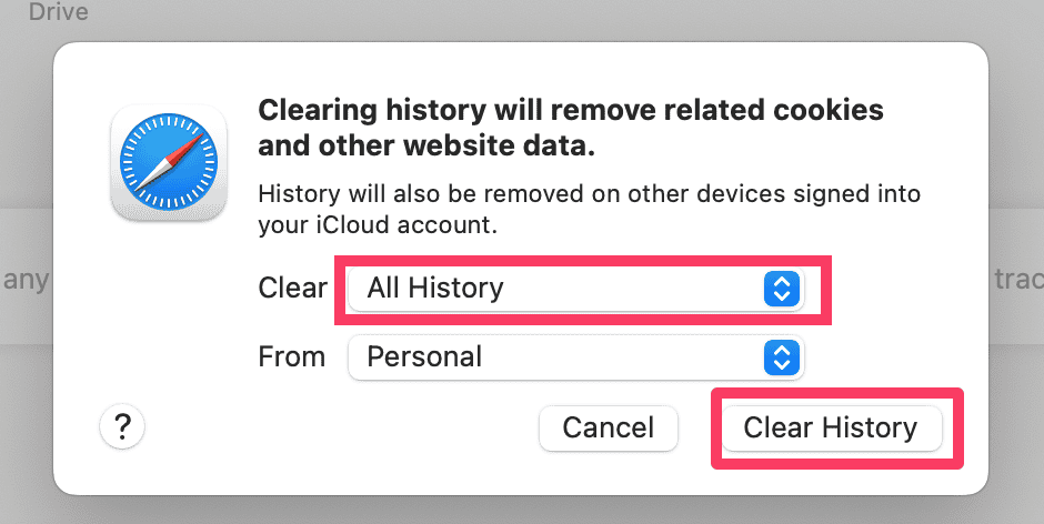 clear all history safari