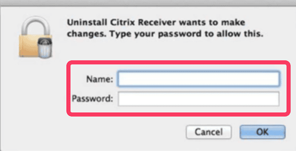 mention admin credentials to uninstall citrix receiver