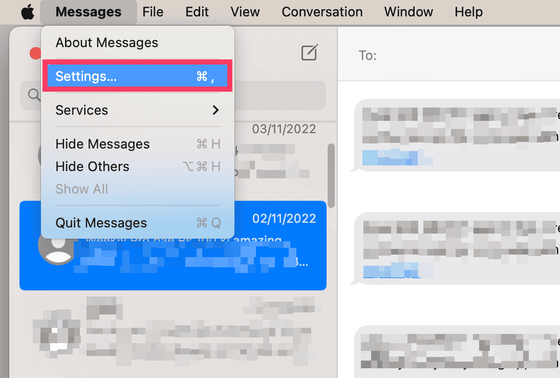 messages settings mac
