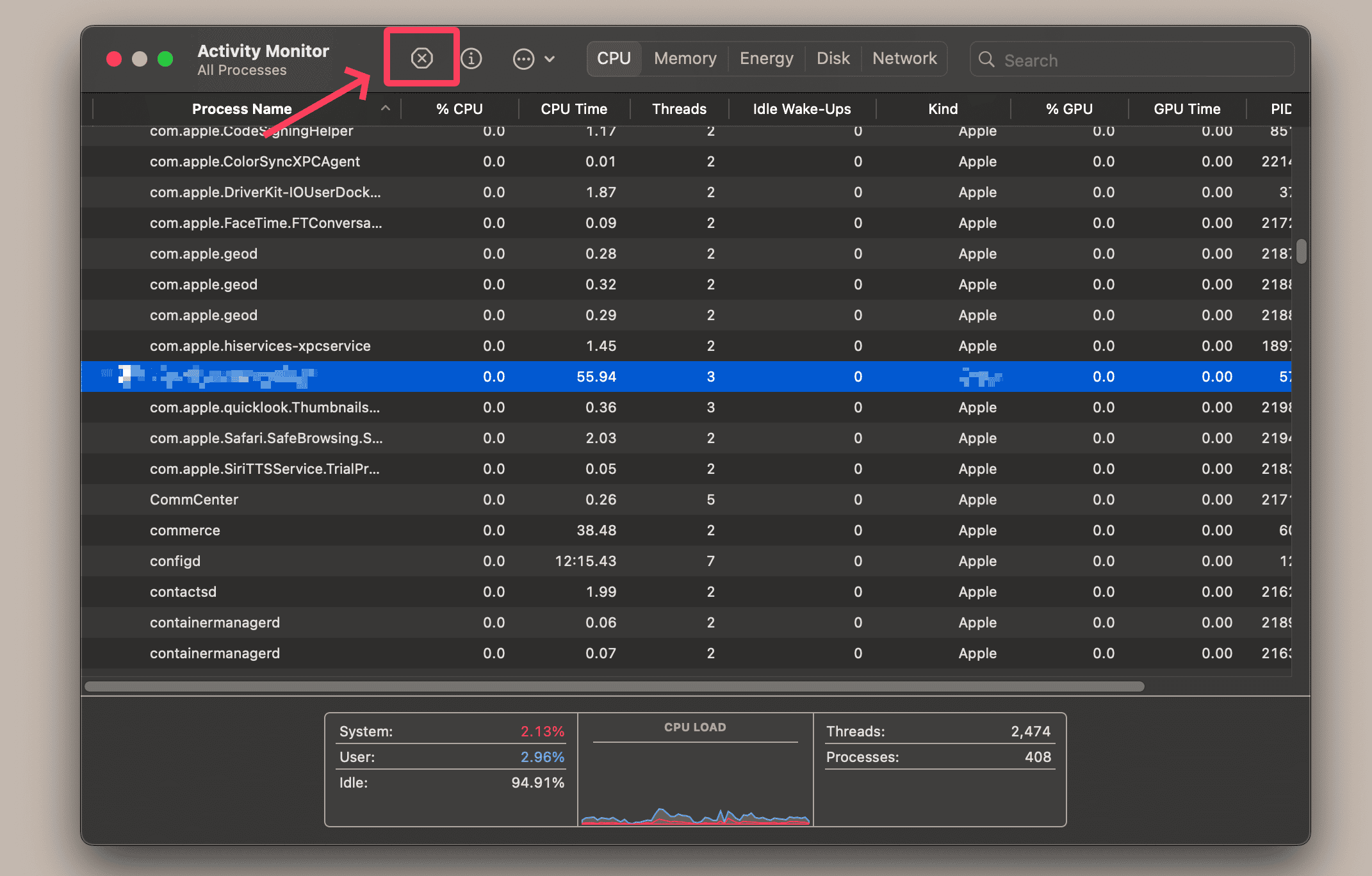 unfamiliar program using CPU resources