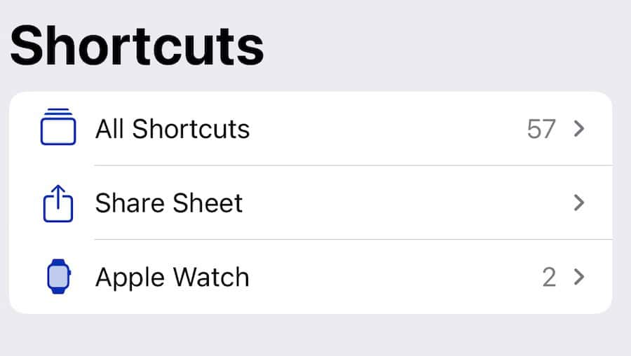 Select All Shortcuts in the iOS Shortcuts App