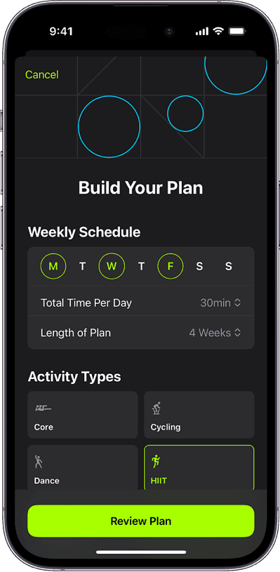 Apple Fitness Custom Plan