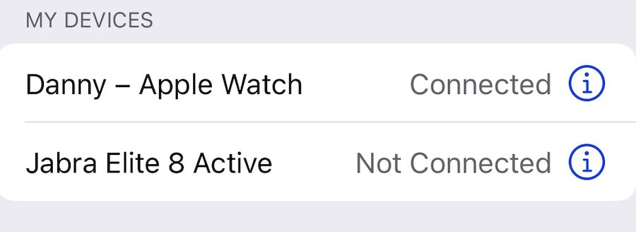 Checking if an Apple Watch is connected in Bluetooth