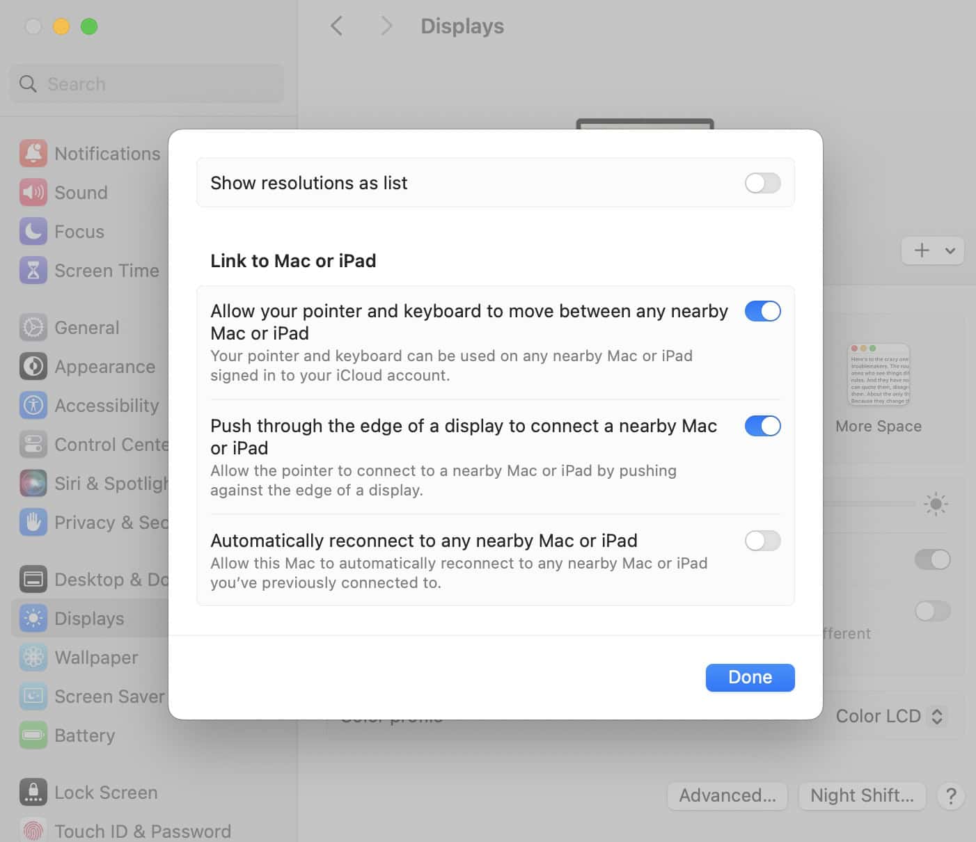 Display Settings Mac Advanced