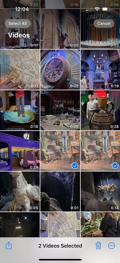 selecting videos in camera roll