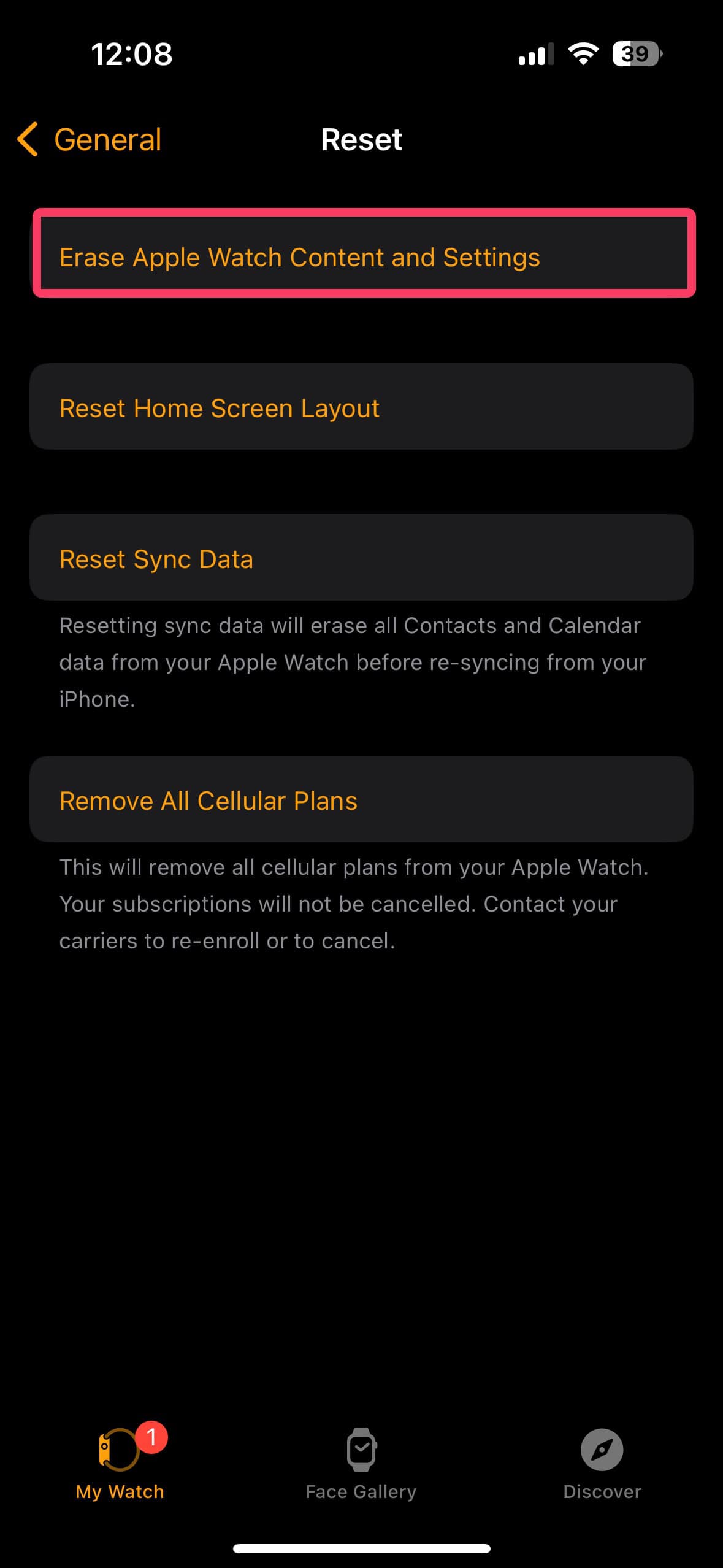 Erase Apple Watch Content and Settings