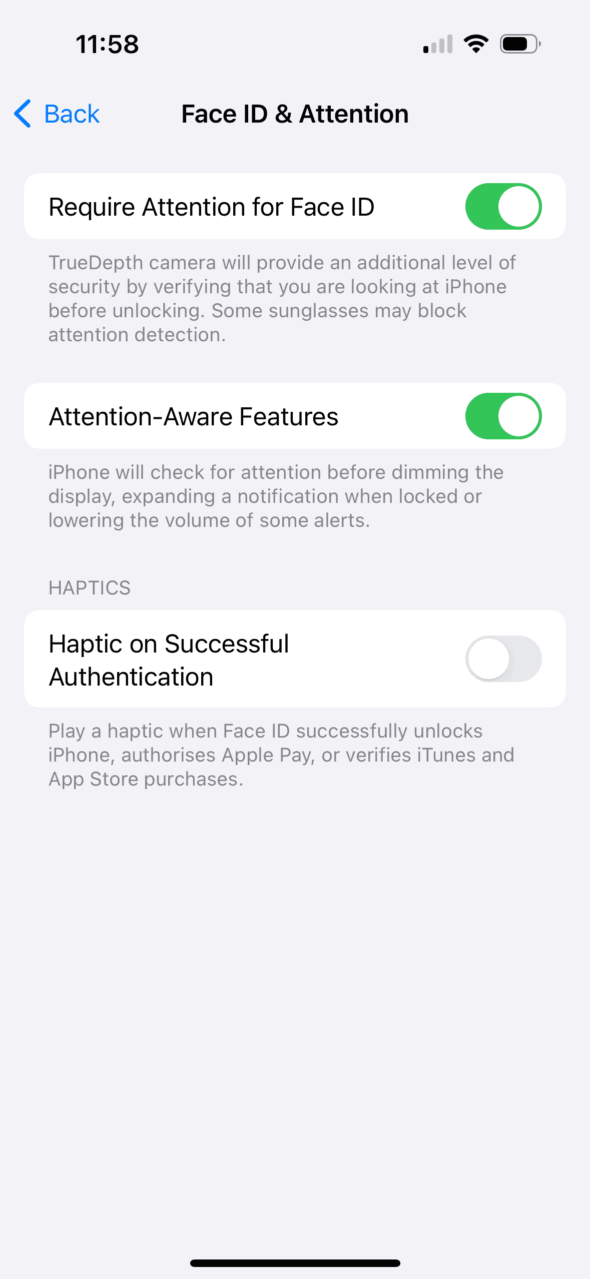 how to turn off attention-aware features on iPhone