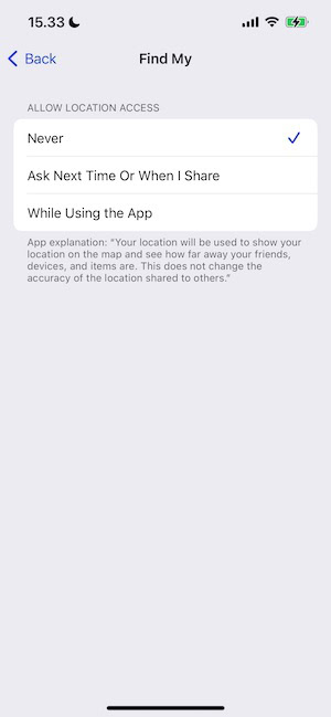 change your find my settings