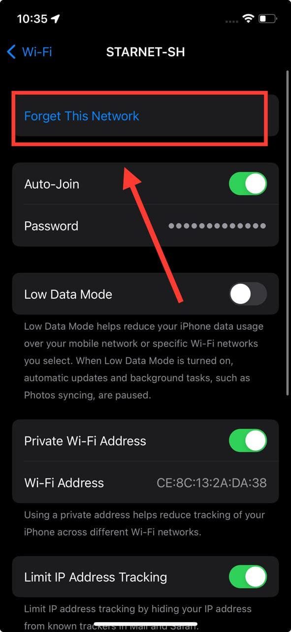 Forget This Network Wi-Fi setting iPhone