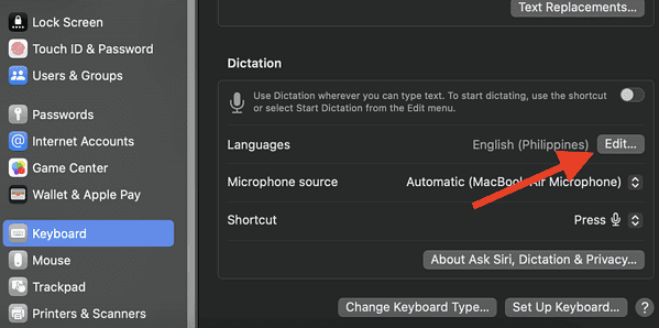 how to change keyboard language on mac