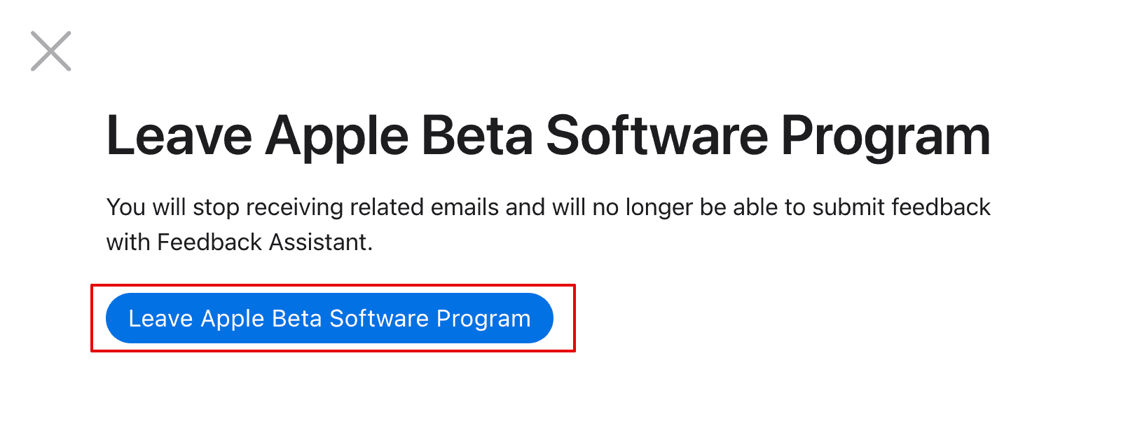 Leave Apple Beta Software Program