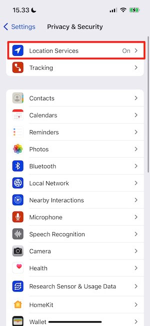 Select Location Services on Your iPhone