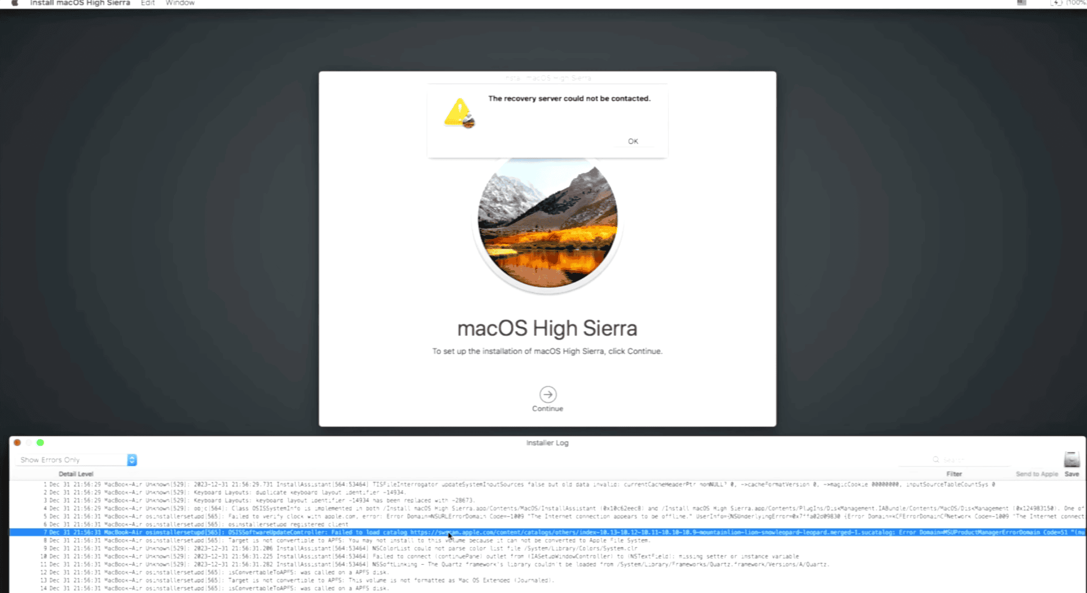 MacOS Sierra error