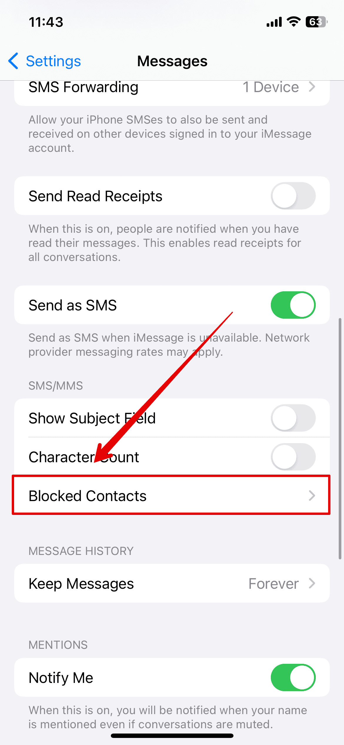 Open Blocked Contacts