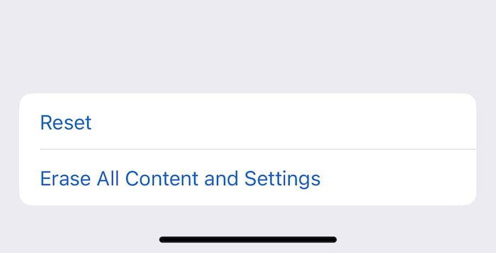 the reset button in your iphone settings