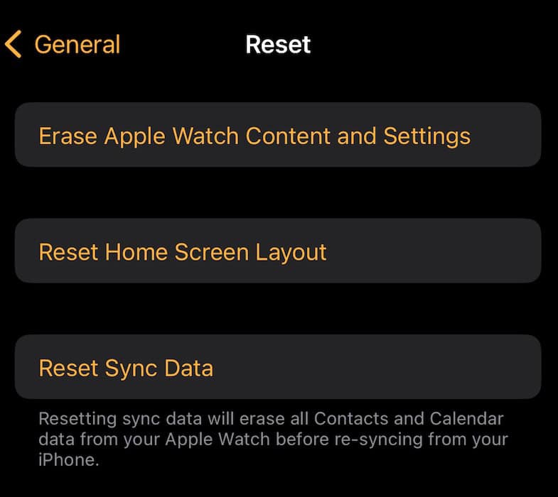 Reset your Apple Watch Sync settings from your iPhone