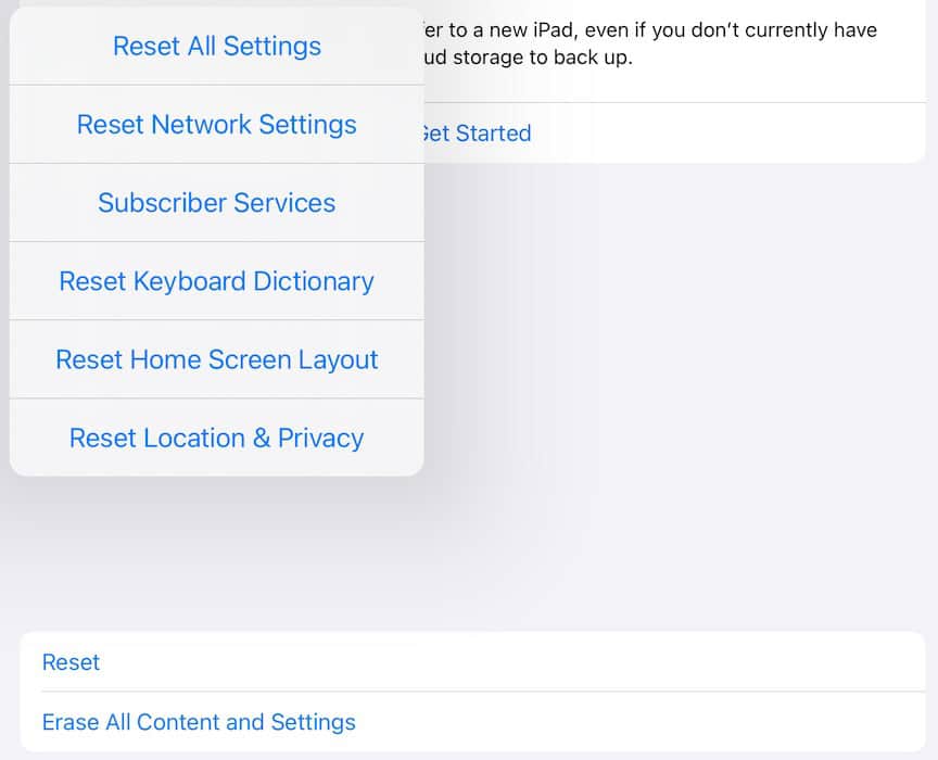 Reset your iPad's settings