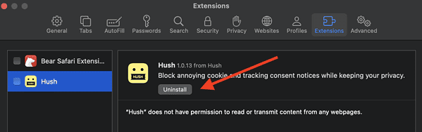 how to remove installmac browser extensions safari