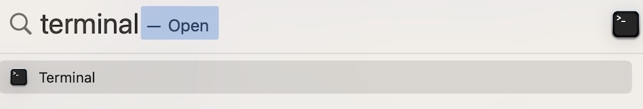 Search for Terminal in the Spotlight app