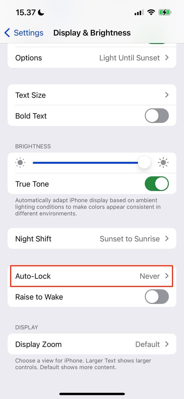 select auto lock in your iphone settings