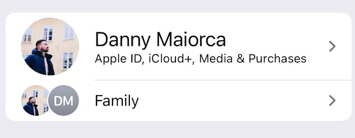 Select Family in Your Settings on iPhone