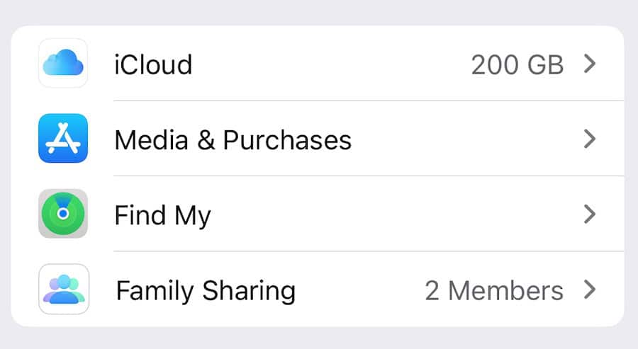 Select iCloud in your iPhone Settings 