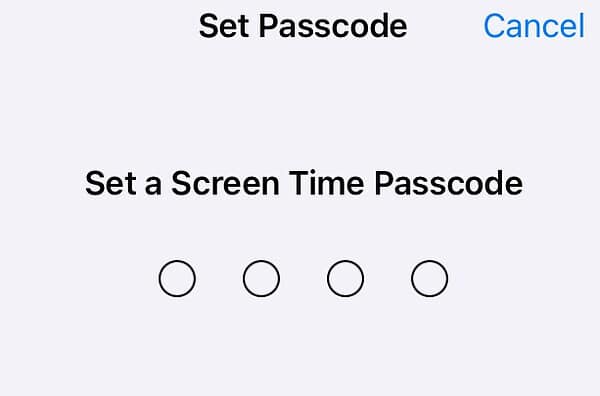 set up a passcode on screen time