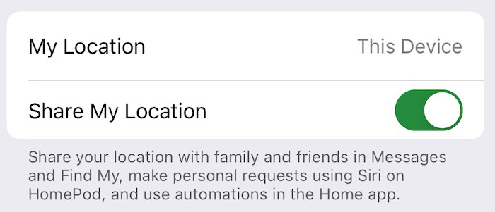 toggle share my location off on iphone