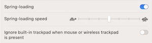 toggle the spring loading features on your mac 