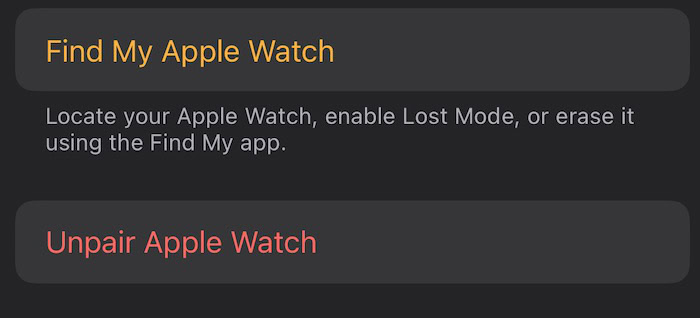 unpair your apple watch if you're having issues in the watch app