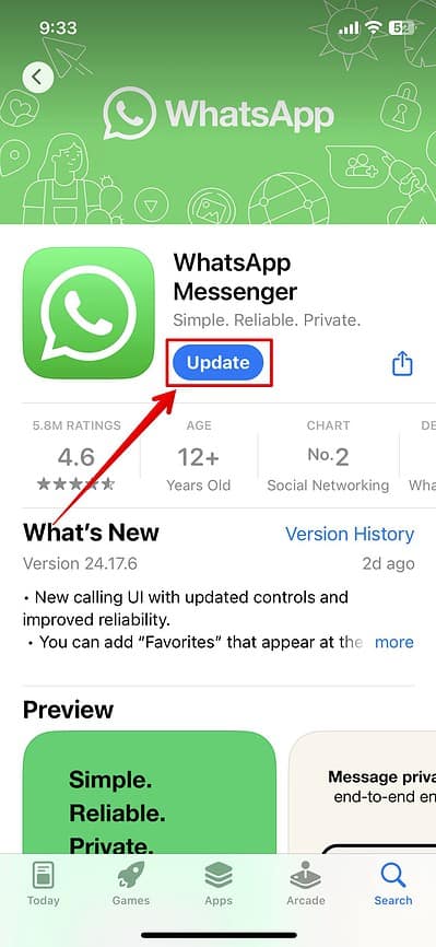 Update WhatsApp