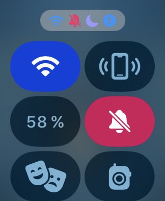 the control center on an apple watch