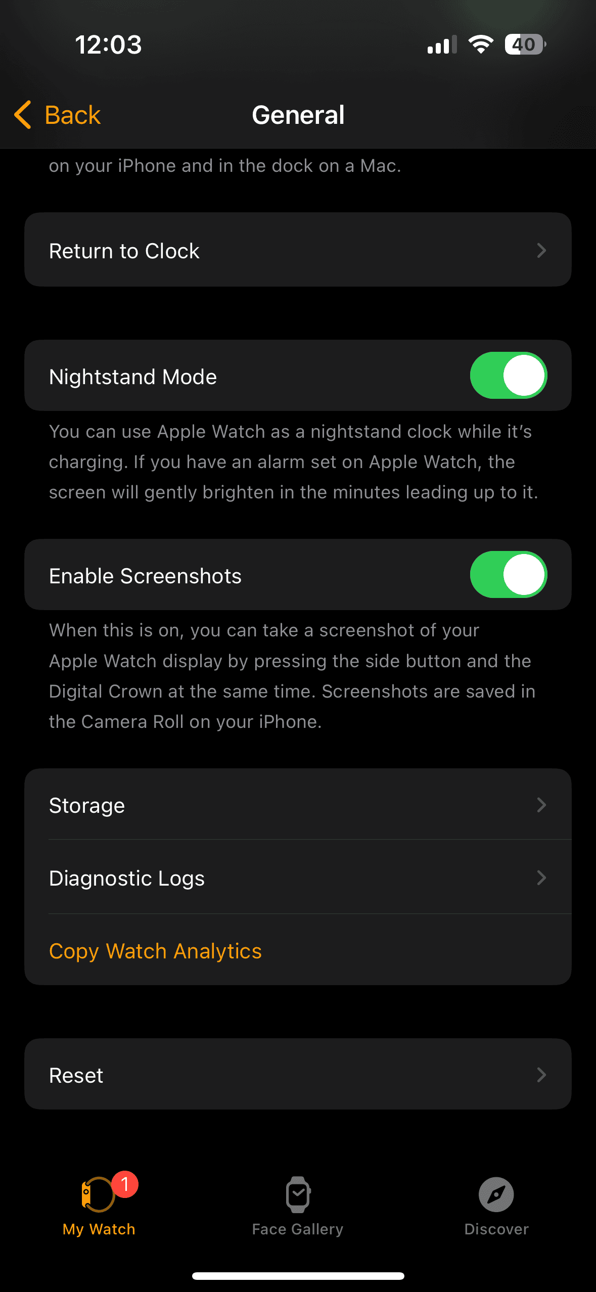 apple watch storage